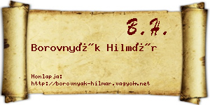 Borovnyák Hilmár névjegykártya